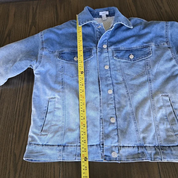 Forever 21 Women's Size S Oversized Ombre Premium Denim Sherpa Lined Jacket Warm - Picture 14 of 15